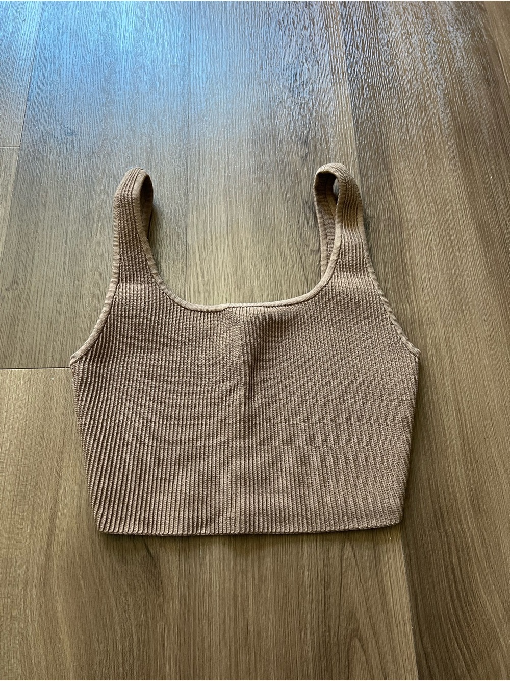 Aritzia Babaton Ribbed Tank Crop Top in Taupe